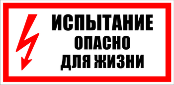 S09 испытание опасно для жизни (пластик, 300х150 мм) - Знаки безопасности - Знаки по электробезопасности - магазин "Охрана труда и Техника безопасности"